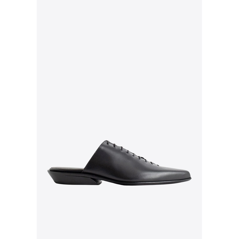 River Leather Lace-Up Flat Mules