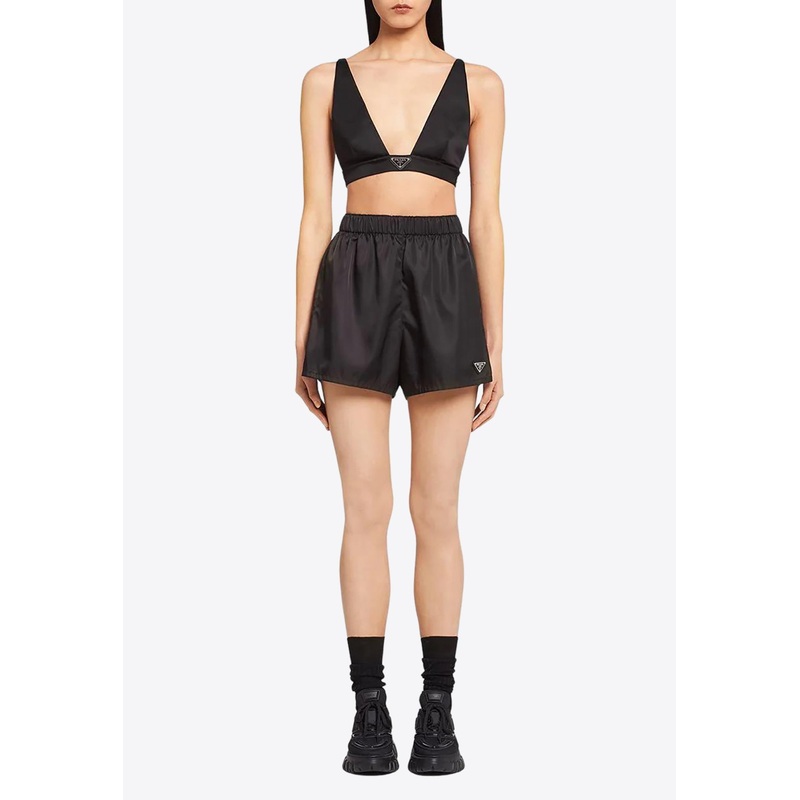 V-neck Logo Plaque Bralette Top