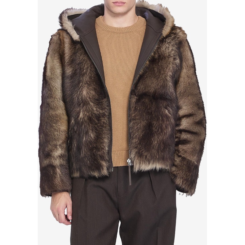 Zip-Up Lamb Fur Coat