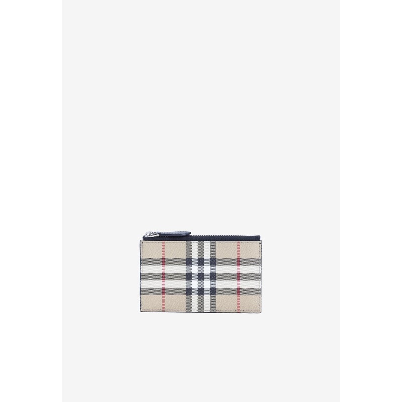 Alwyn Checked Leather Zipped Cardholder