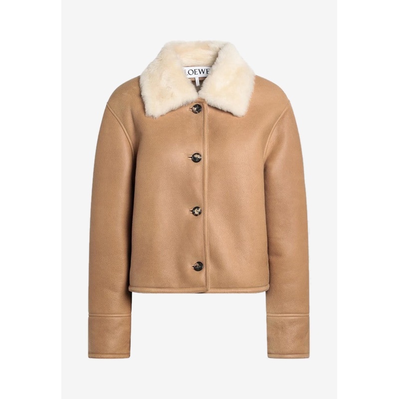 Anagram Patch Shearling Leather Jacket