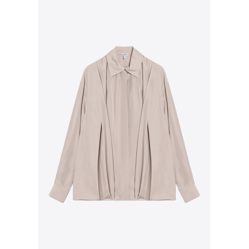 Draped Long-Sleeved Silk Shirt