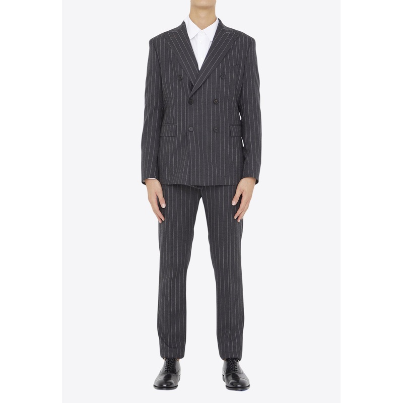Pinstriped Two-Piece Wool Suit