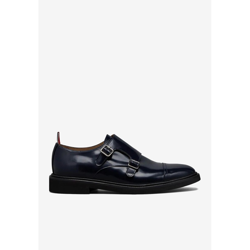 Polished Leather Double Monk Strap Shoes