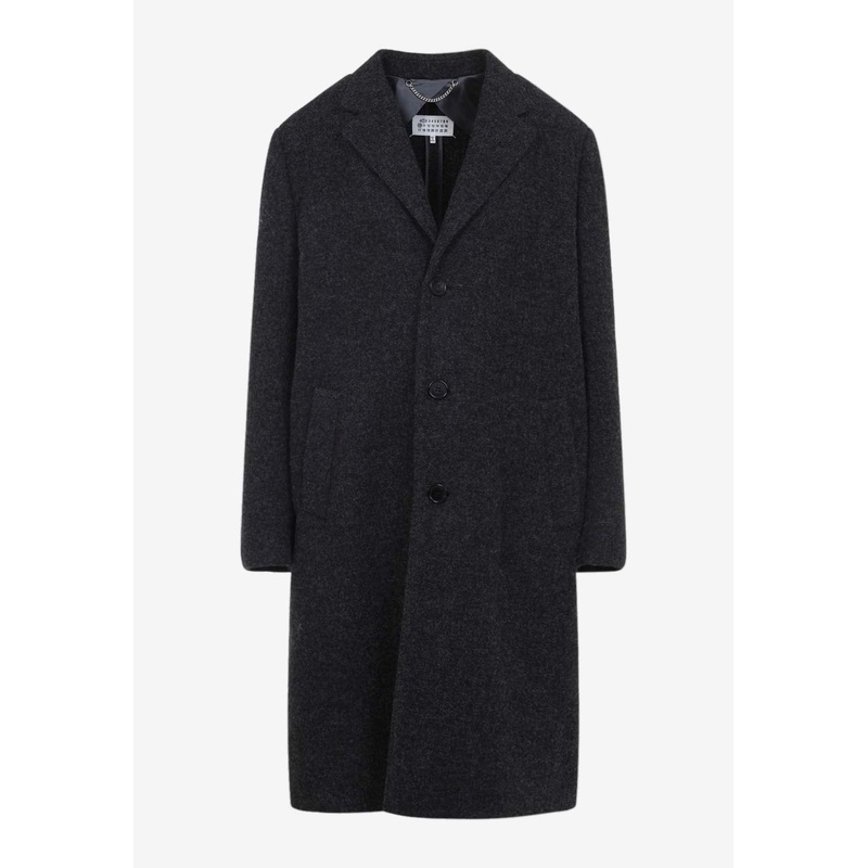 Single-Breasted Knee-Length Virgin Wool Coat