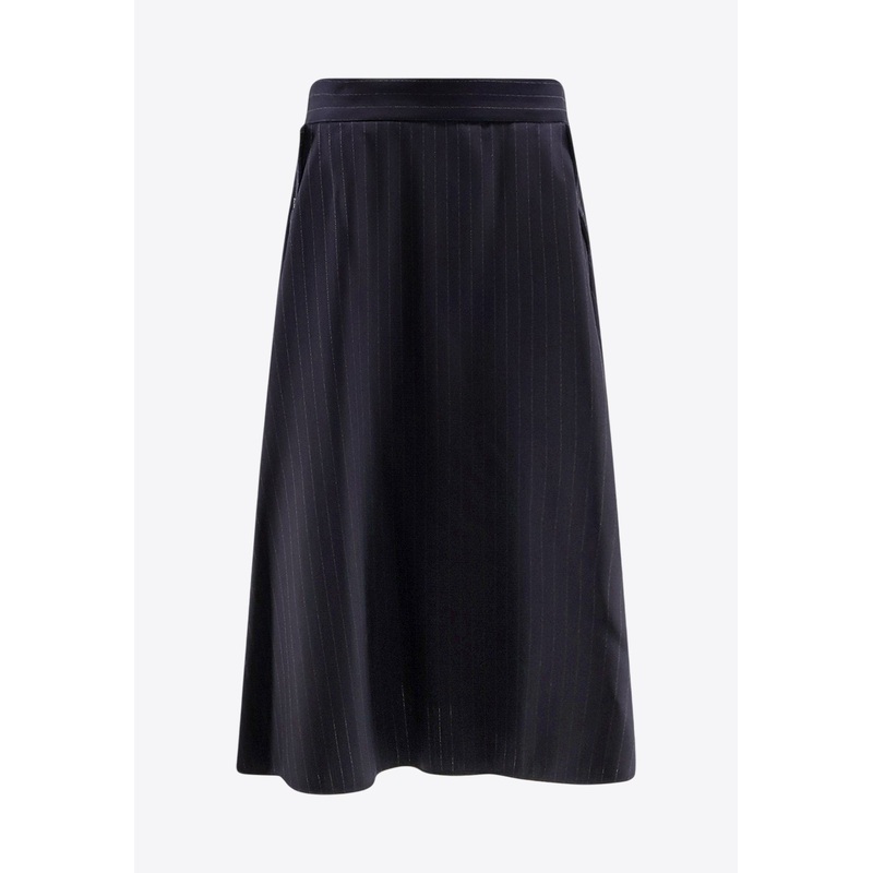Striped Wool Midi Skirt