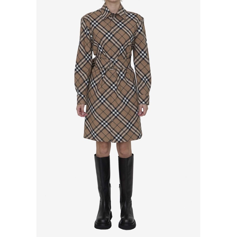 Vintage Check Mini Shirt Dress