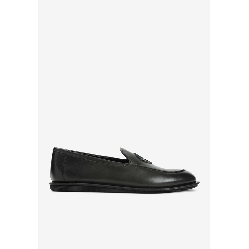 Weaved Logo Nappa Leather Loafers