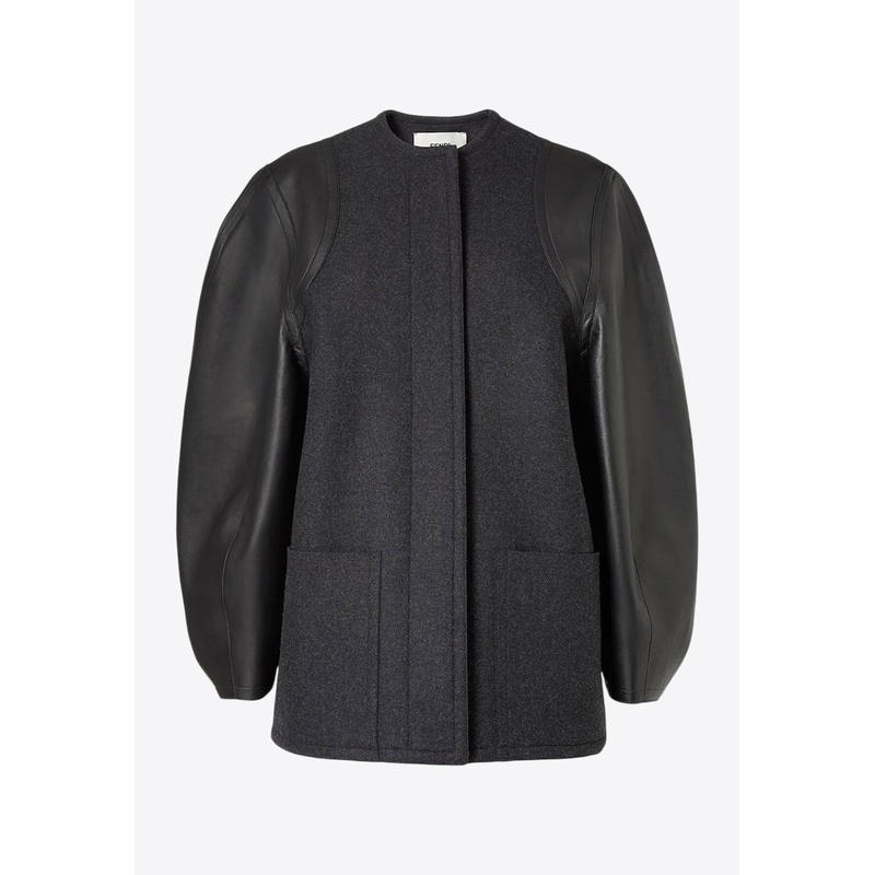Wool and Leather Paneled Jacket