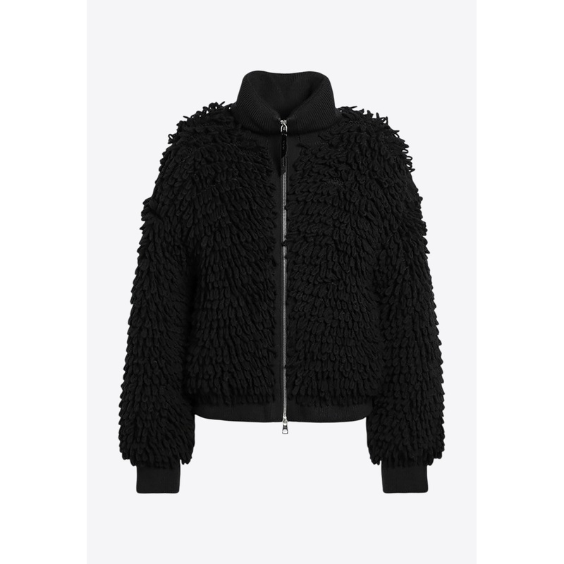 Wool-Blend Zip-Up Cardigan