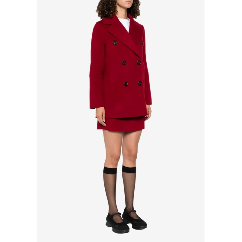 Caban Double-Breasted Wool Short Coat
