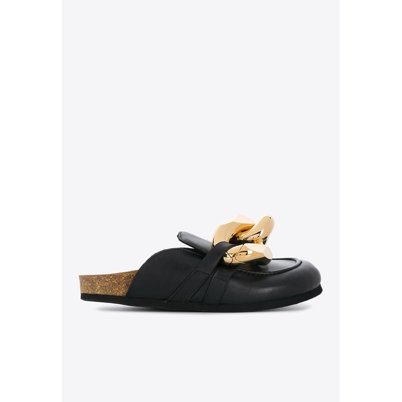 Chain Calf Leather Flat Mules