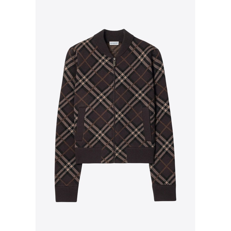 Checked Zip-Up Bomber Jacket