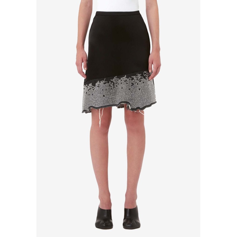Distressed Crystal-Embellished Skirt