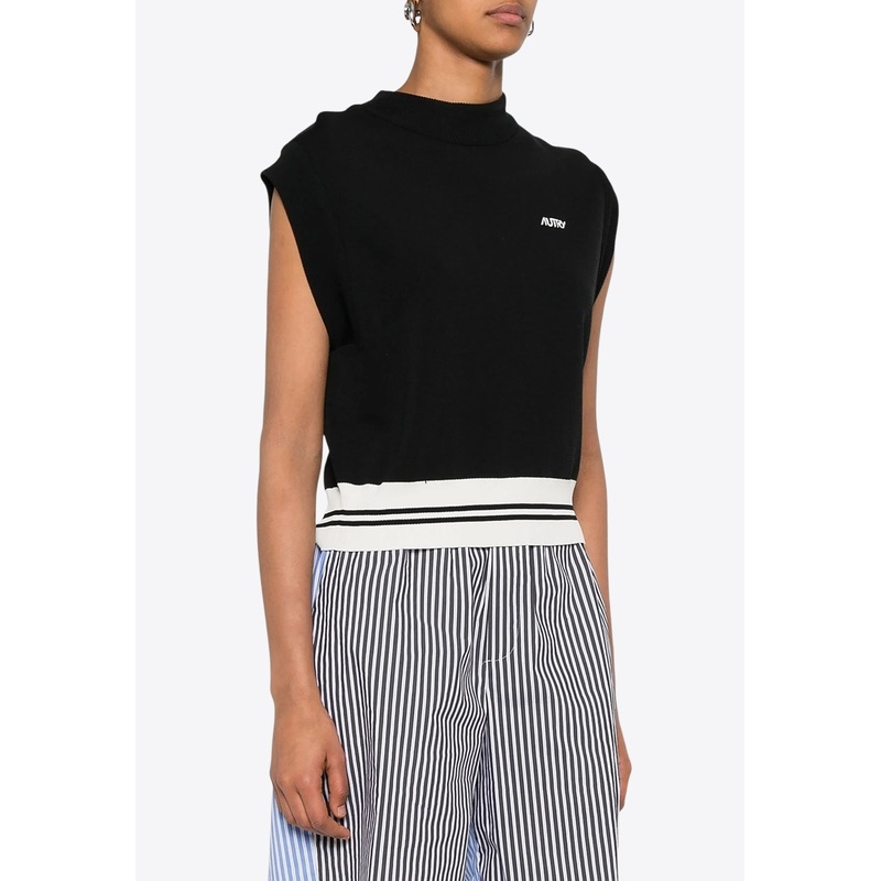 Embroidered Logo Cropped Vest