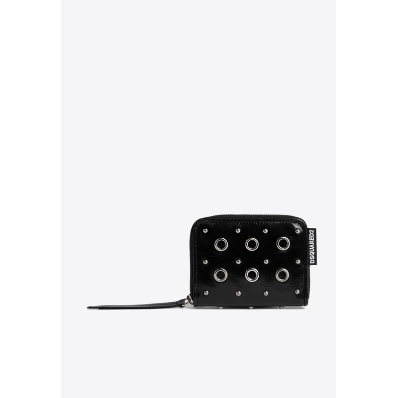 Eyelet Embellished Leather Wallet