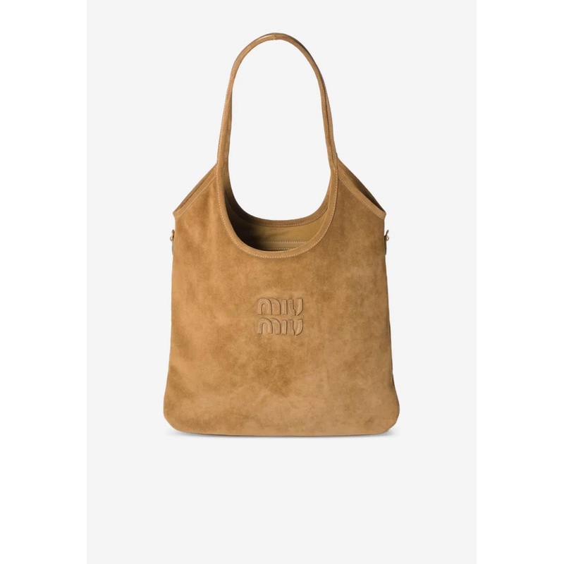 Ivy Logo Patch Suede Shoulder Bag