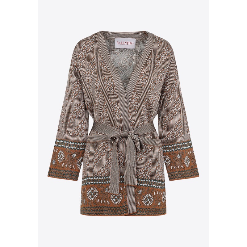 Knitted Jacquard-Pattern Cardigan
