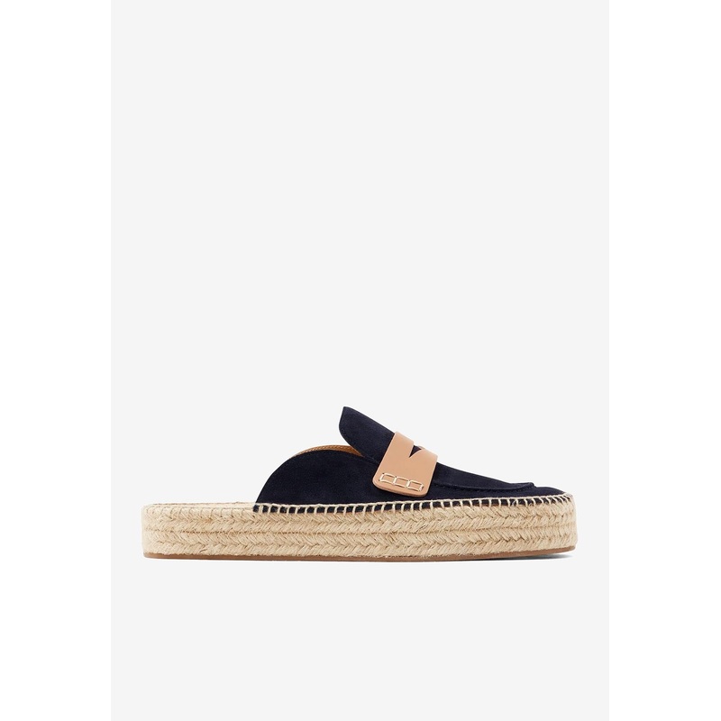 Suede Espadrille Flat Mules