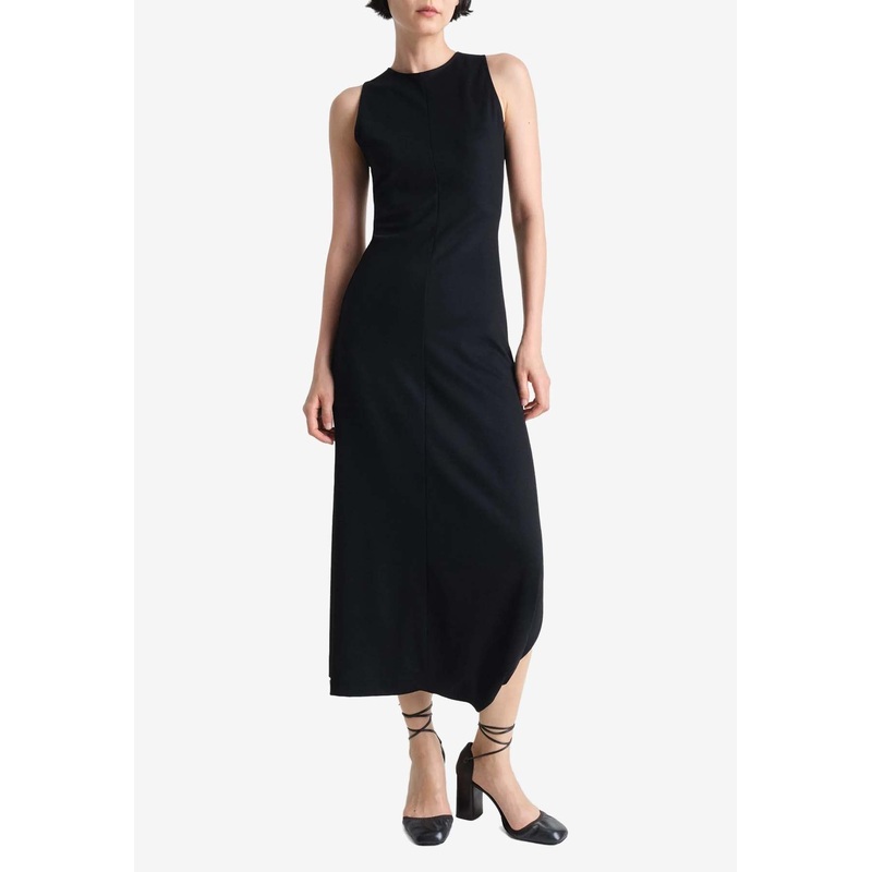 Twisted-Hem Midi Dress