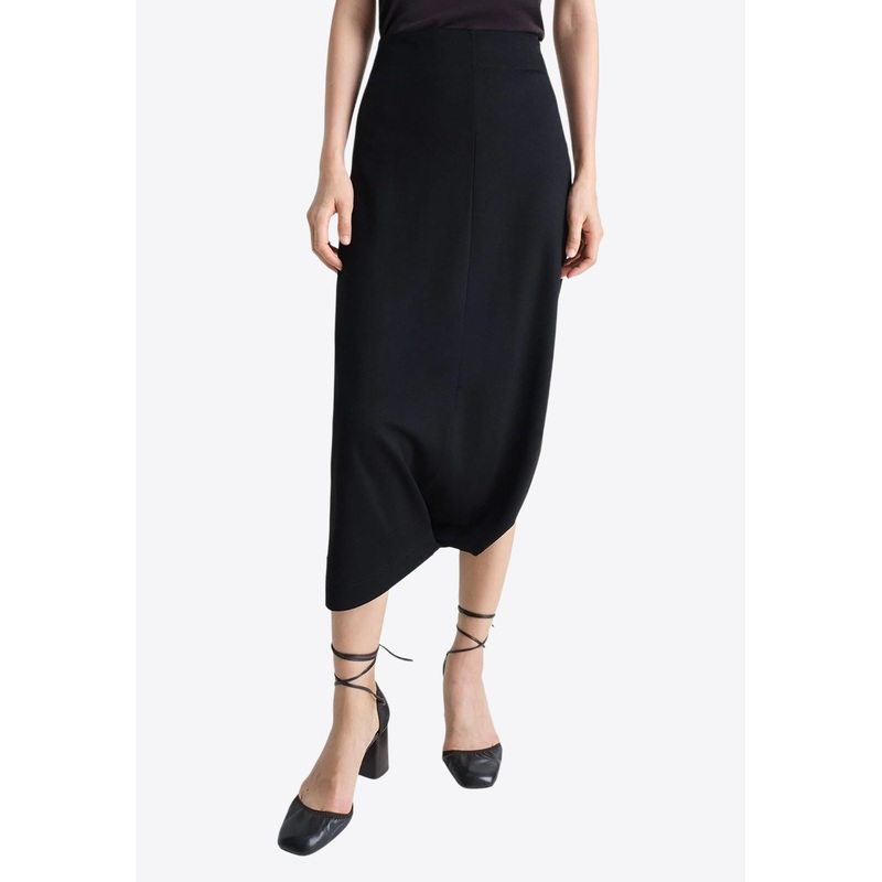 Twisted-Hem Midi Skirt