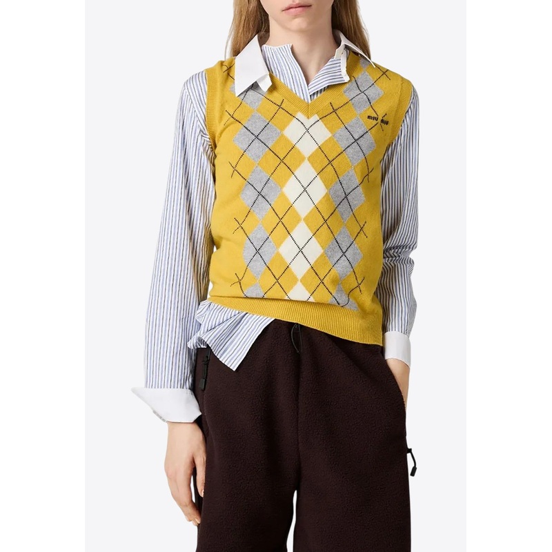 Argyle Knit Cashmere Vest
