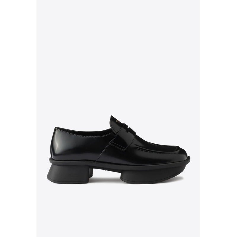 Brushed Leather Platform Loafers