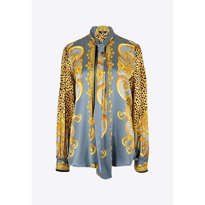 Cheetah Foulard Print Silk Shirt