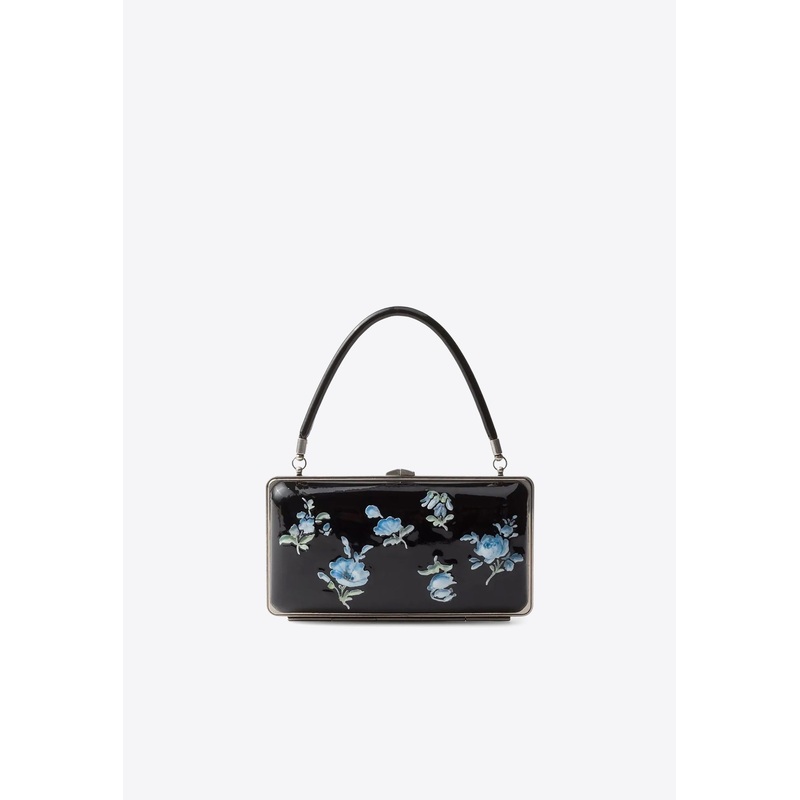 Floral Print Patent Leather Clutch