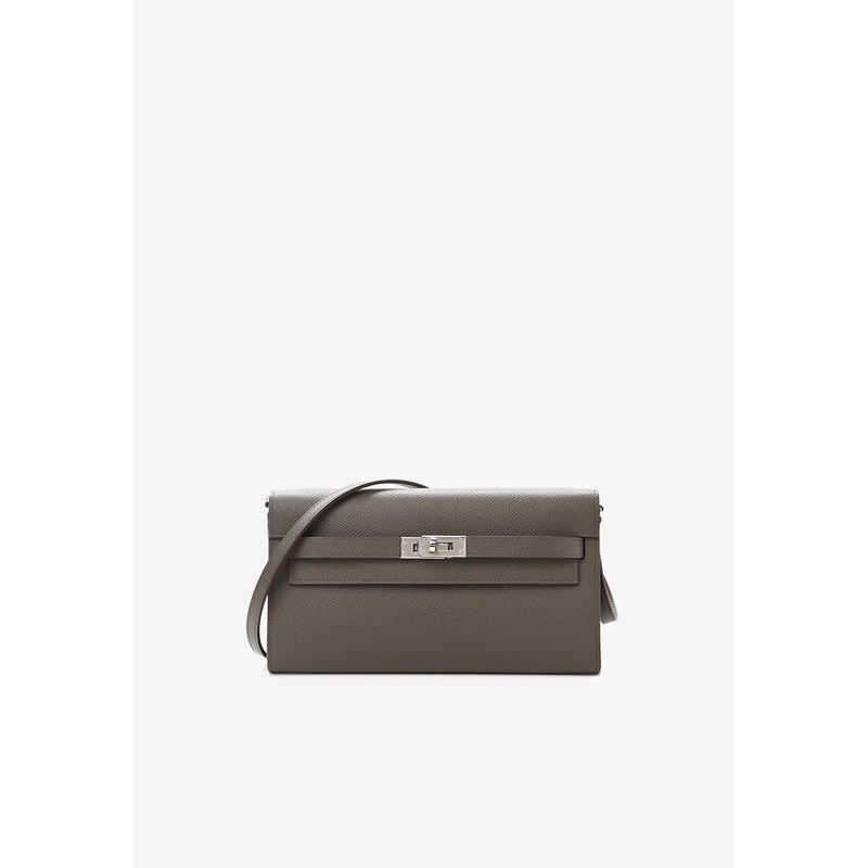 Kelly To Go Wallet in Gris Etain Epsom with Palladium Hardware