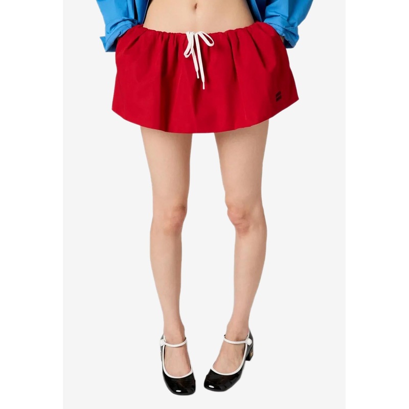 Logo Embroidered Poplin Mini Skirt