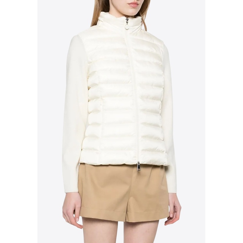 Padded Wool Zip-Up Cardigan