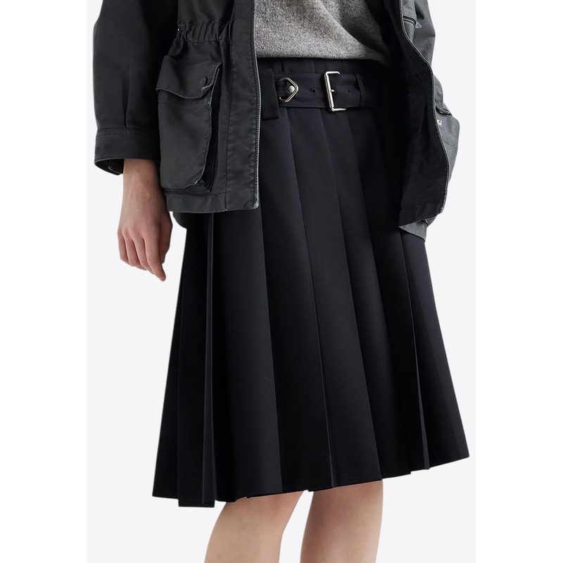 Pleated Belted Skirt