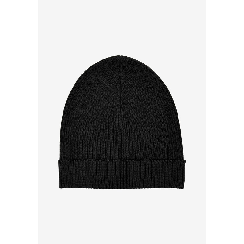 Rib-Knit Wool Beanie