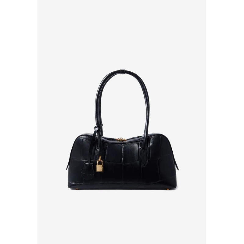 Ryder Croc-Embossed Leather Top Handle Bag