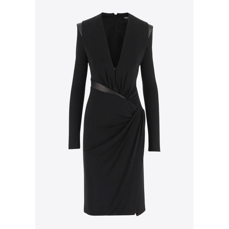 V-neck Crepe Mini Dress