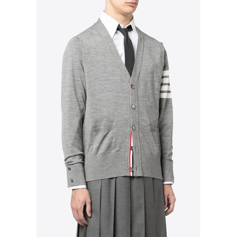 4-bar Stripes V-neck Cardigan