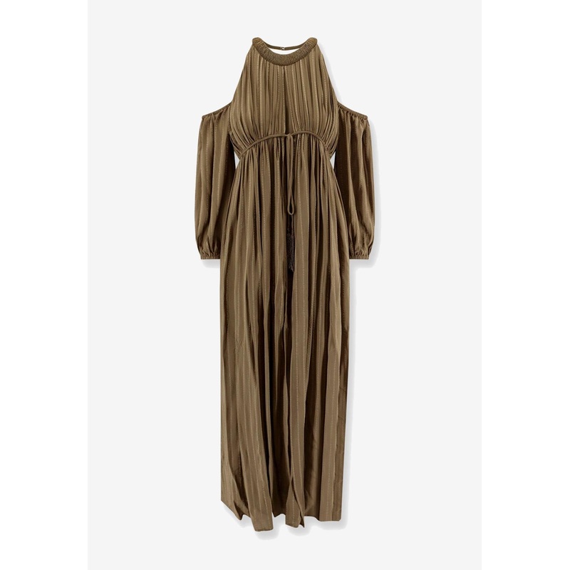Allenatore Cold-Shoulder Striped Maxi Dress