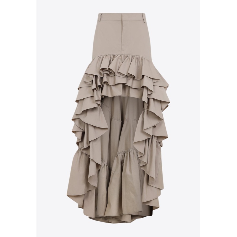 Asymmetric Ruffle Midi Skirt