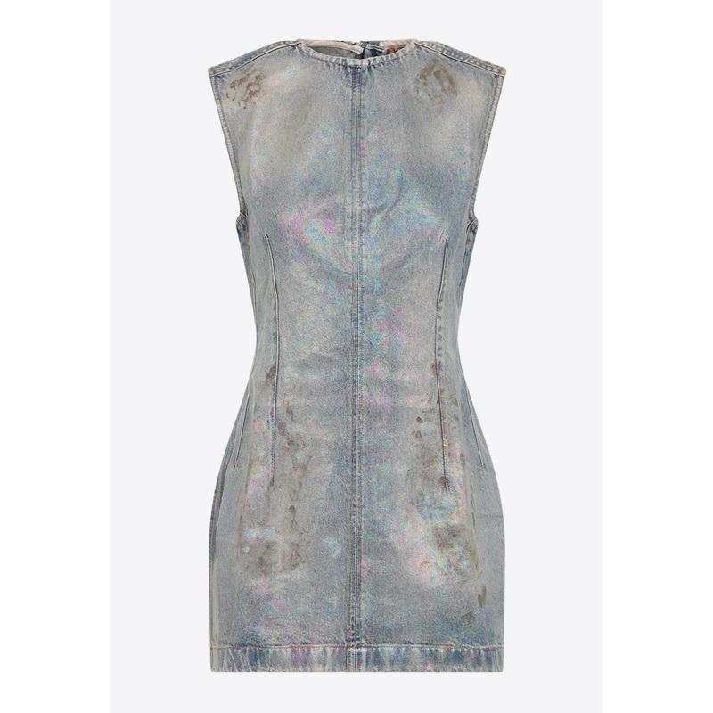 Coated Denim Mini Dress
