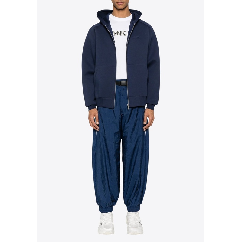 Debossed Logo Zip-Up Hooded Sweatshirt