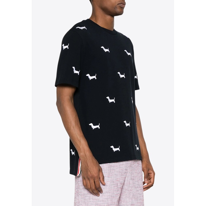 Dog-Embroidery Crewneck T-shirt