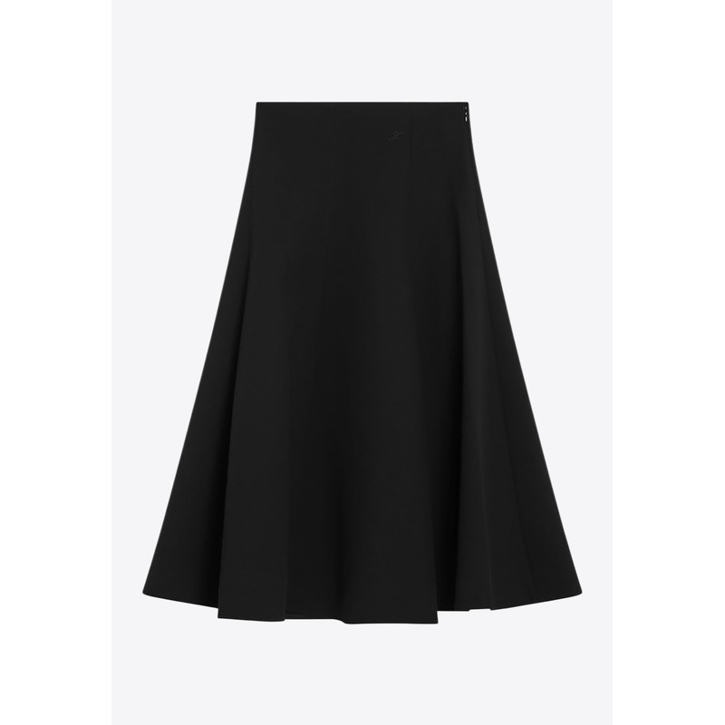 Flared Midi Wool Skirt