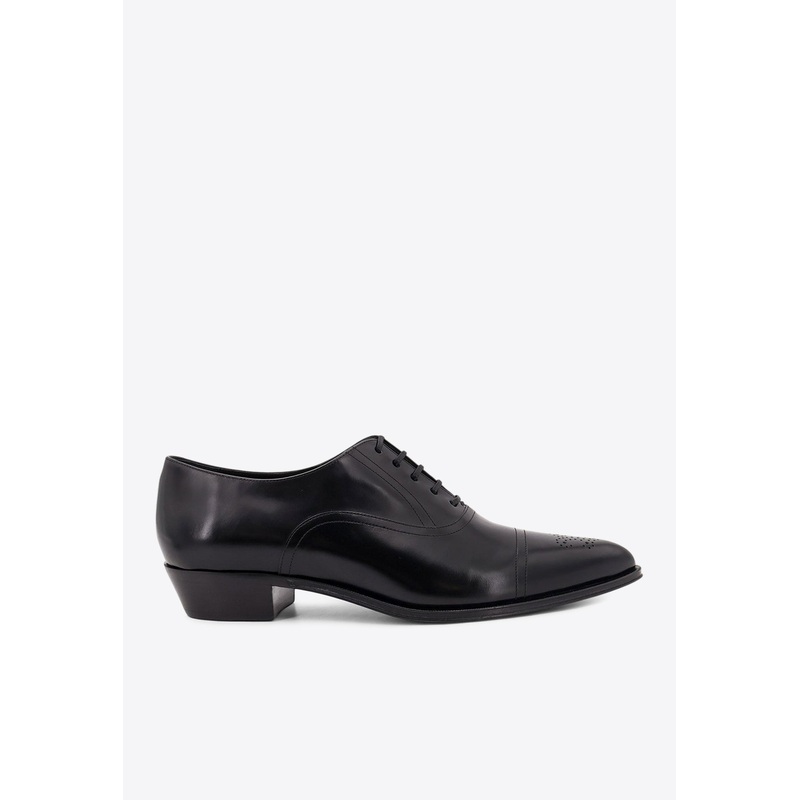 Jude Perforated Oxford Shoes in Polished Leather