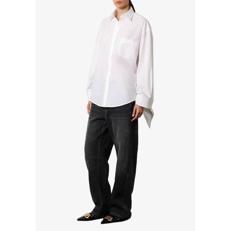 Knotted Cuffs Buttoned Shirt