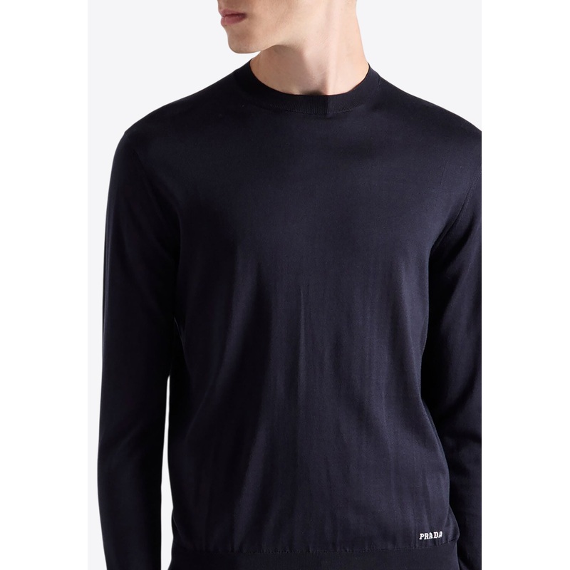 Logo Jacquard Silk Sweater