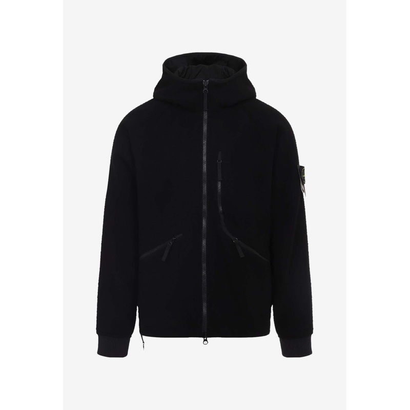 Logo-Patch Wool Zip-Up Jacket
