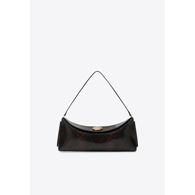 Ovalo Python-Embossed Leather Shoulder Bag