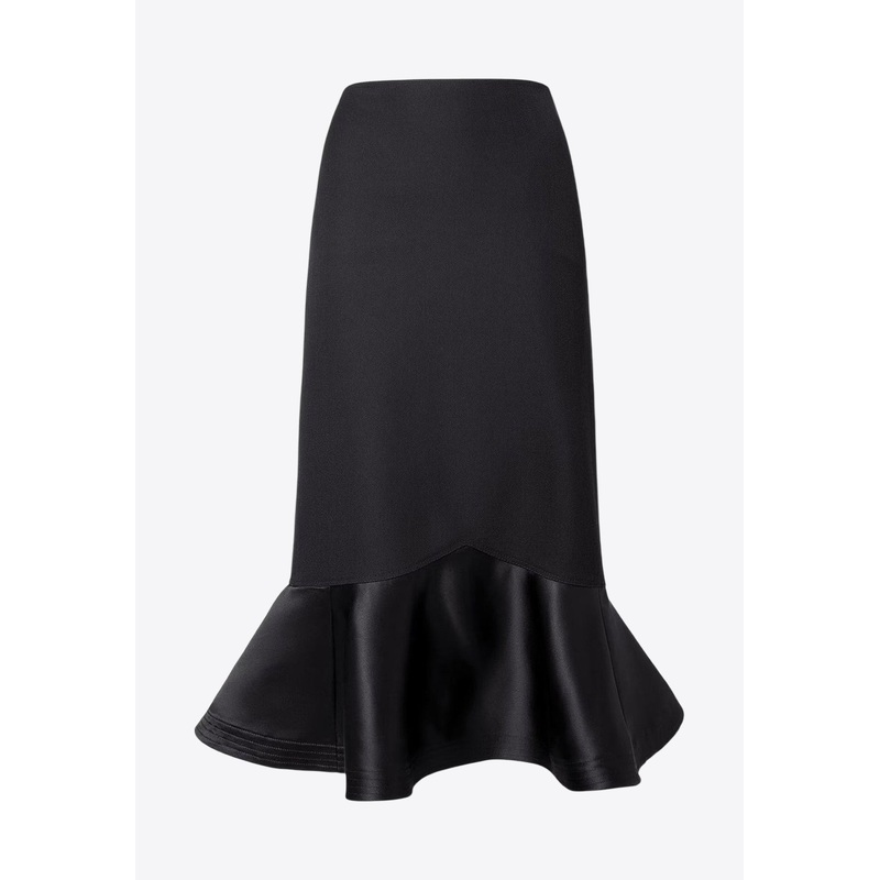 Peplum Wool and Silk Midi Skirt