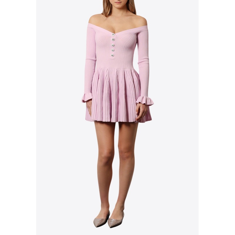 Ribbed Knit Flared Mini Dress